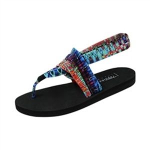 Topsies Yoga Multi print band slingback flip flops